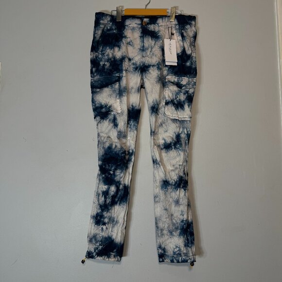 NWT S-L-A-C-K-E-R Slim Fit Cargo Tie Dye Navy Chinos M 32 Stretch Pant Slacker - Picture 1 of 8
